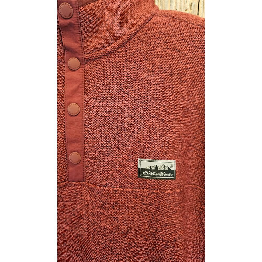 Eddie Bauer size XL red pocket pullover sweater warm EUC preppy mens casual - Picture 7 of 9